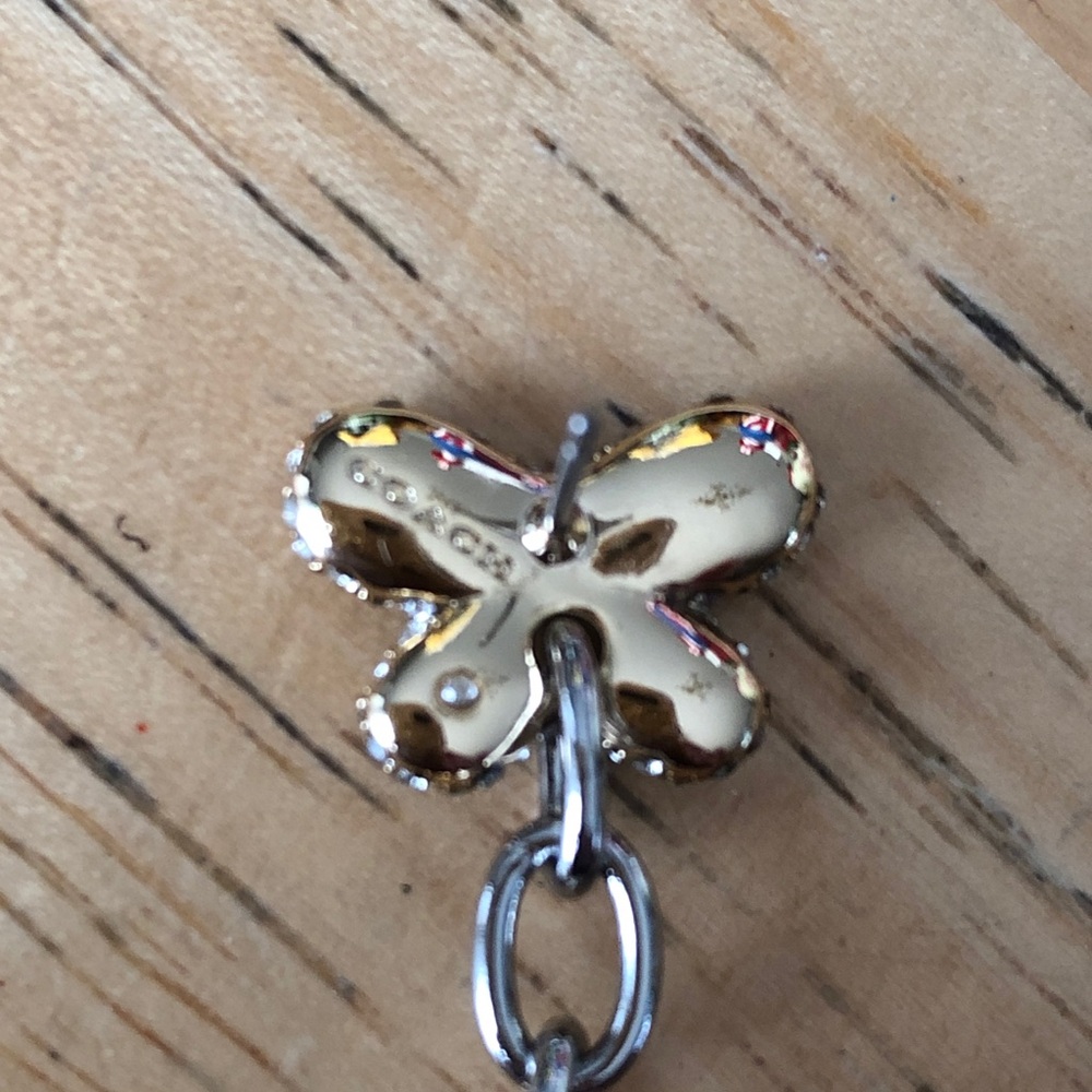 Coach Two-Tone Double Butterfly Drop Earrings Pave Crystal Accents NWT - Picture 9 of 12